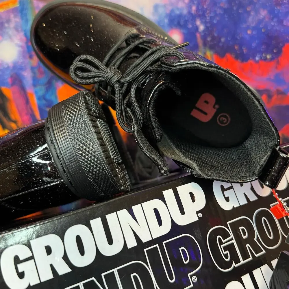 •DS• GroundUp Black Sparkle Boots • Kids 3C